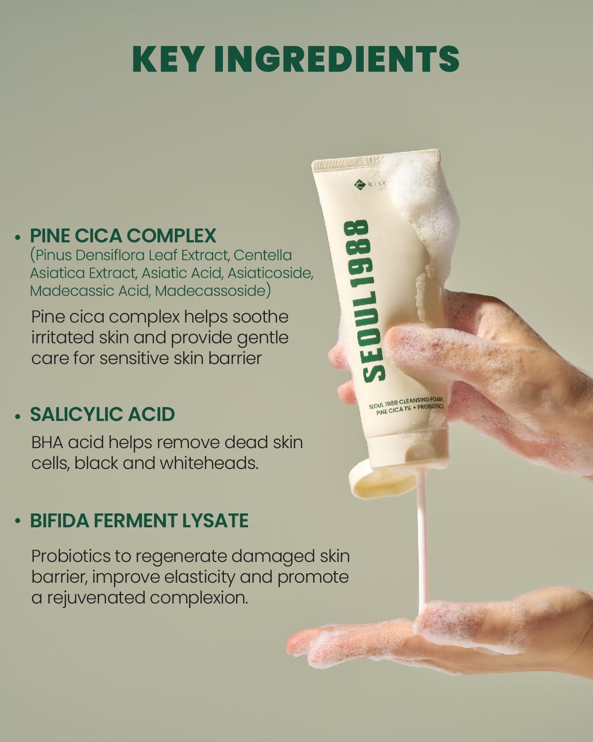 KSECRET SEOUL 1988 Cleansing Foam  Pine Cica 1% + Probiotics [150ml]